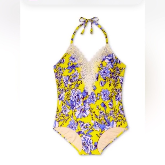Other - EUC Sea Angel Floral Yellow and Purple Swimsuit